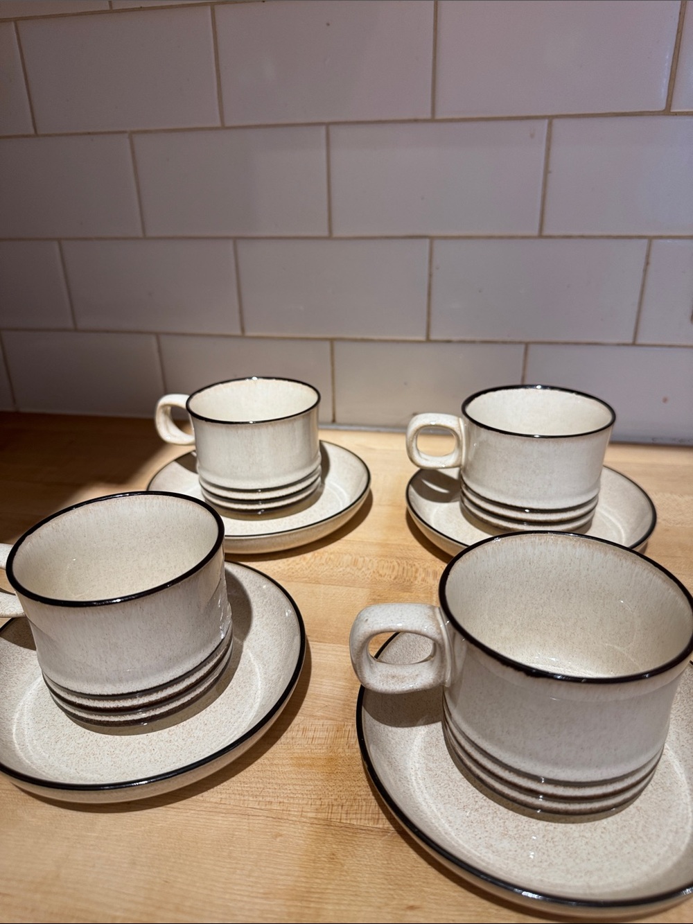 Denby Stoneware cups and saucers, set of 4, "Sahara" pattern, handmade England - Picture 3 of 8